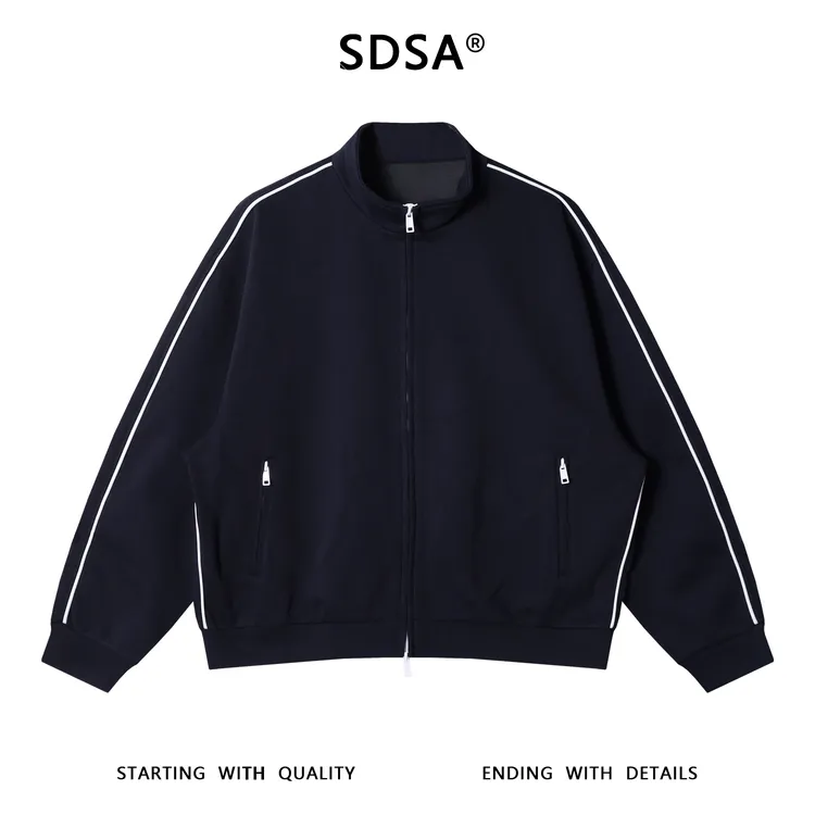 SDSA男士秋冬新款痞帅男装运动风撞色辣条拉链立领卫衣百搭时尚潮