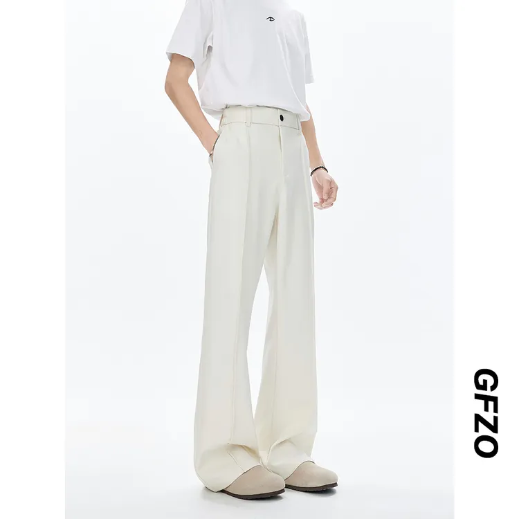 西装裤男垂感直筒微喇阔腿裤韩版潮流修身显瘦长裤男士夏季冰丝裤