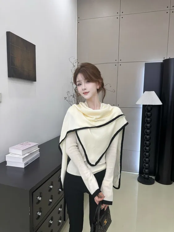【穿搭小达人】小众设计感真两件三角披肩一衣三穿百搭时尚针织上衣