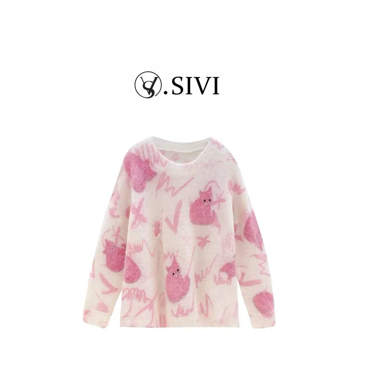 熙薇【浪漫满屋】2025早秋新款休闲百搭设计师毛衣上衣H3898