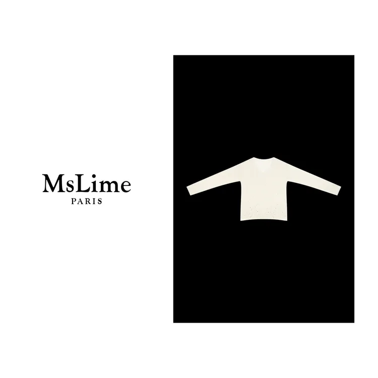 王嬛嬛mslime25年新款【玉柔】绵羊毛&山羊绒白色毛织上衣 HD2C0468