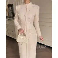 【现货】LUOLUOZ【白玉兰山】绝美气质高端收腰女神范长款连衣裙JF555