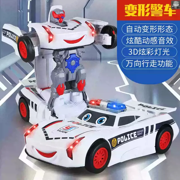 【早教机】全自动变形警车机器人特警汽车炫酷声光万向行驶儿童玩具商品图