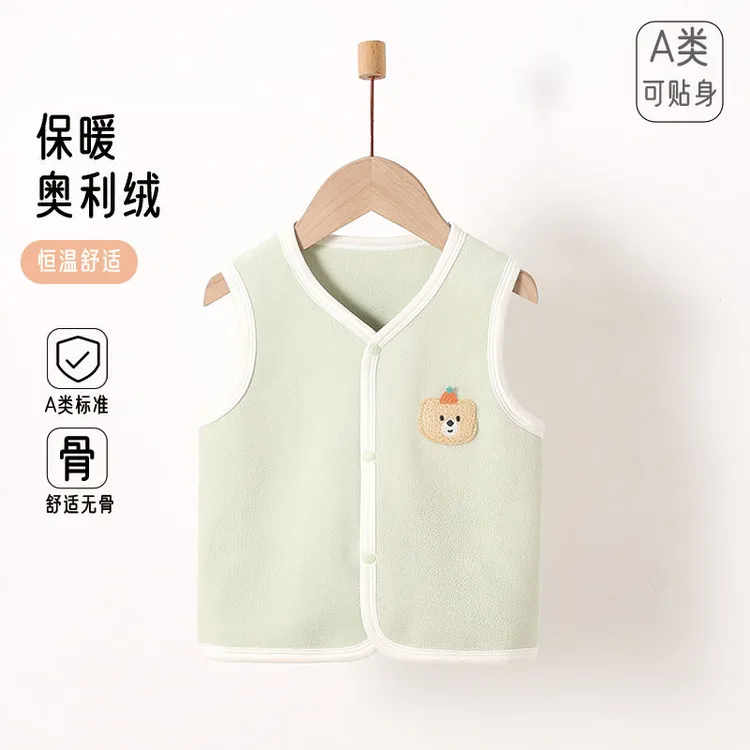 A类婴儿奥粒绒马甲春秋外穿男女宝宝无袖背心休闲坎肩保暖马夹
