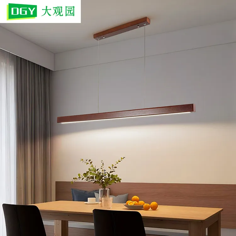 大观园餐厅吊灯禅意原木风吧台灯现代简约北欧餐桌长条护眼灯I335