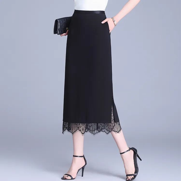 高腰蕾丝半身裙西装直筒包臀裙女裙子2025夏季新款高级感气质长裙
