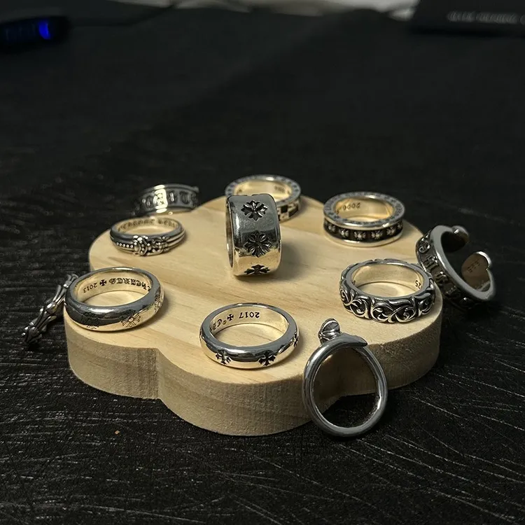 925银戒指 潮牌潮流十字架戒指复古永恒潮人男女之心版本情侣指环