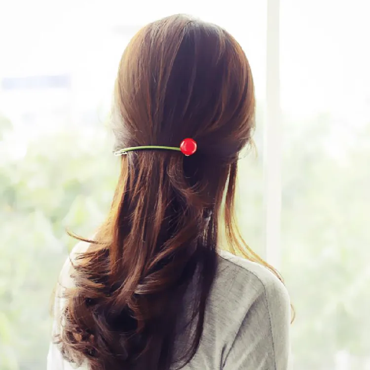 韩国进口AZNAVOUR甜美百搭棒棒糖球球盘发一字夹发夹后脑勺马尾夹