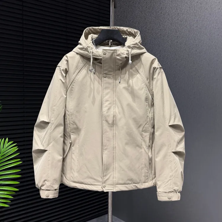冬季2025新款连帽加厚夹克外套男款百搭简约青年户外棉服冲锋衣男