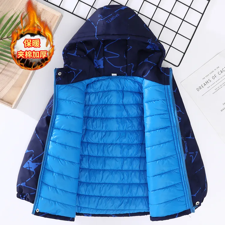 新百伦童装男童2021年新款冬装洋气中大童儿童加厚冲锋衣棉衣外套