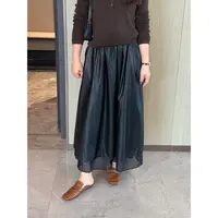 WenWen小个子秋冬新款韩版皮裙拼接网纱半身裙时尚气质A字裙4378