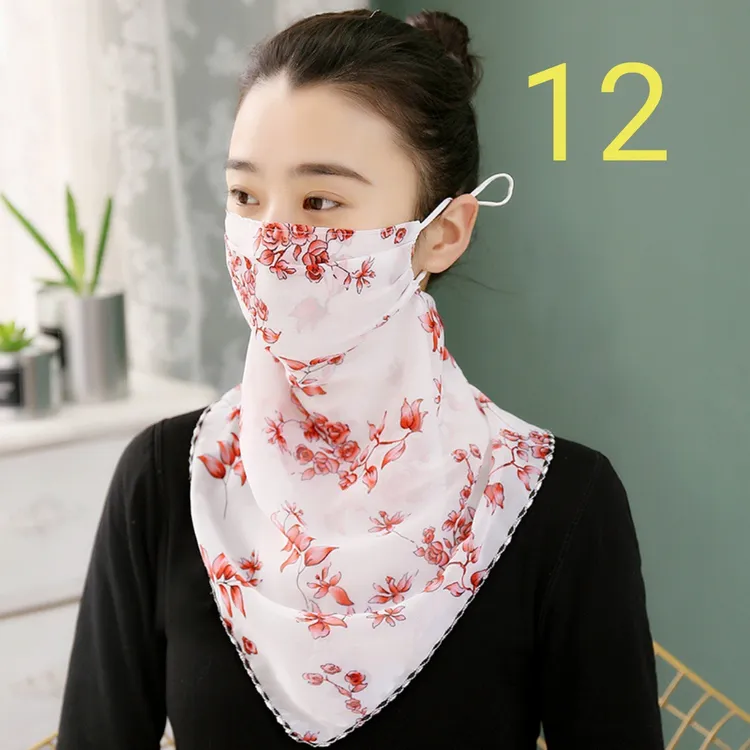 直销新款雪纺口罩巾女夏季防晒口罩护眼角遮阳三角巾
