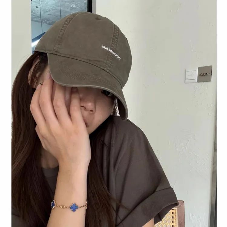 新品soul刺绣棒球帽鸭舌帽大帽檐百搭显脸小休闲韩版ins软顶