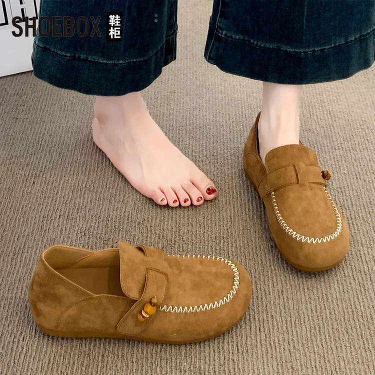 SHOEBOX鞋柜勃肯鞋女2025新款秋季全包懒人一脚蹬孕妇软底单鞋