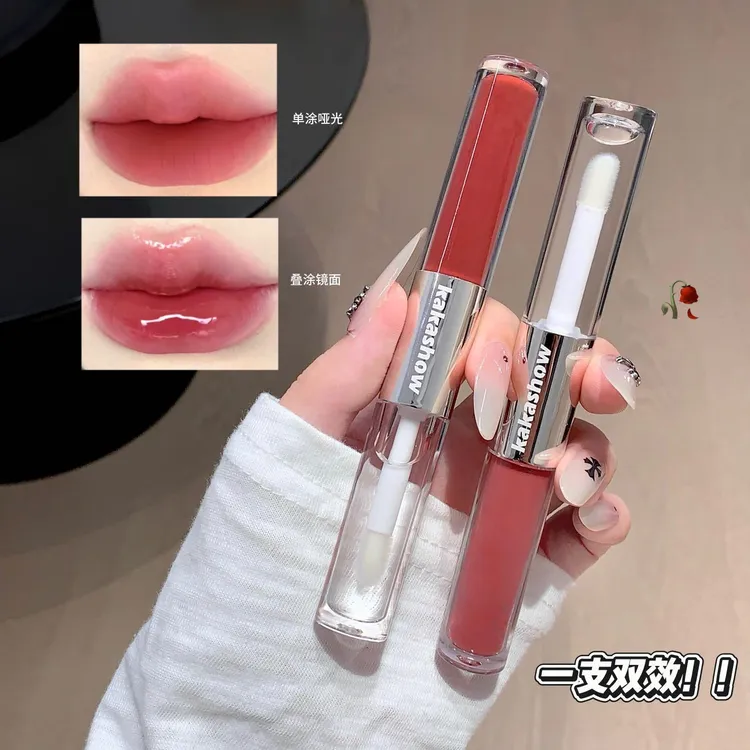 kakashow双头唇釉镜面水光雾面哑光叠涂唇油唇蜜丝绒口红持久美妆