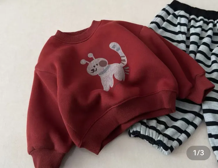 【加绒】男女童新款韩系休闲加绒卫衣秋冬儿童保暖卡通上衣