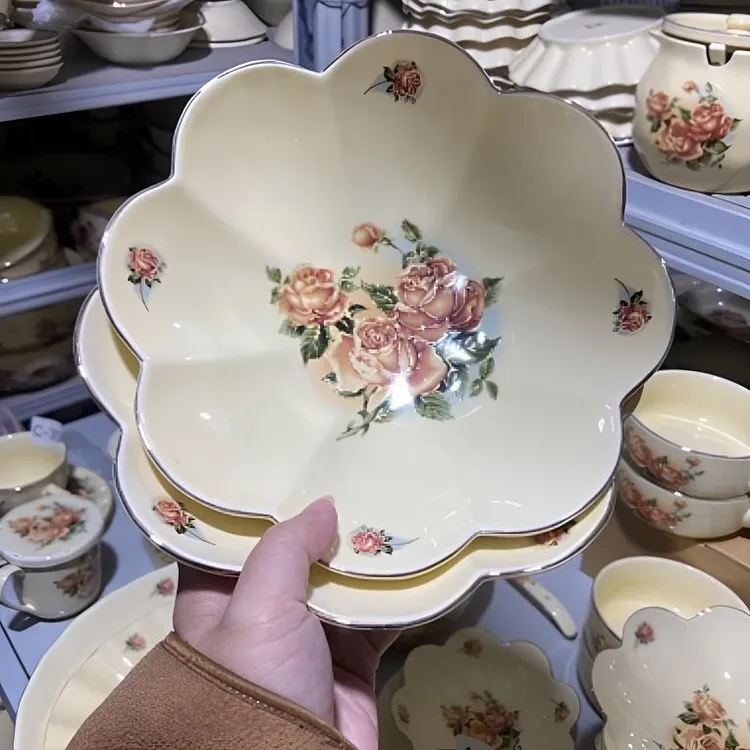 陶瓷家用餐盘2个装深菜盘8寸实用高级盘子点心盘欧式碟子果盘碟子