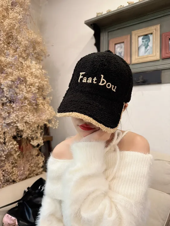 F-8田园风冬季棒球帽休闲风鸭舌帽冬季加绒帽子