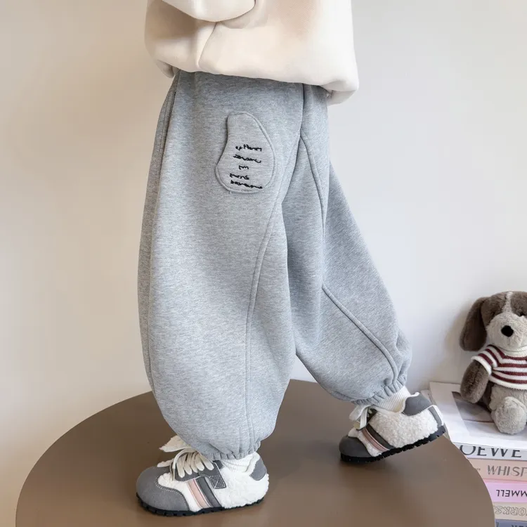 【一体绒弯刀裤】女童加绒加厚裤子冬季新款男女宝同款洋气加绒卫裤