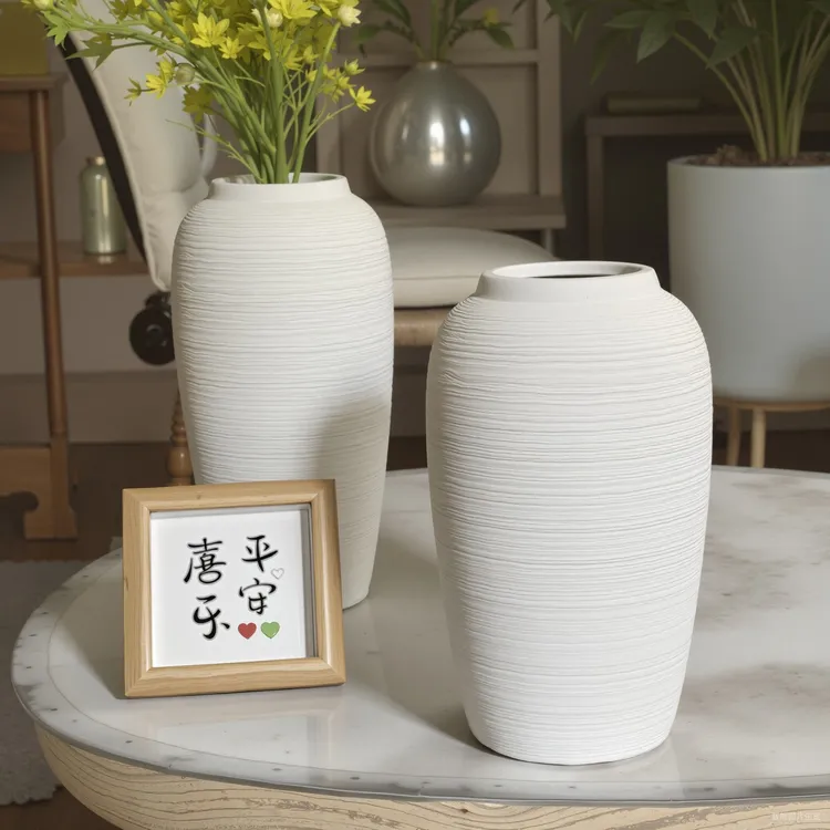 黑白拉丝陶瓷高档花瓶干花水培客厅家居软装好物插花装饰
