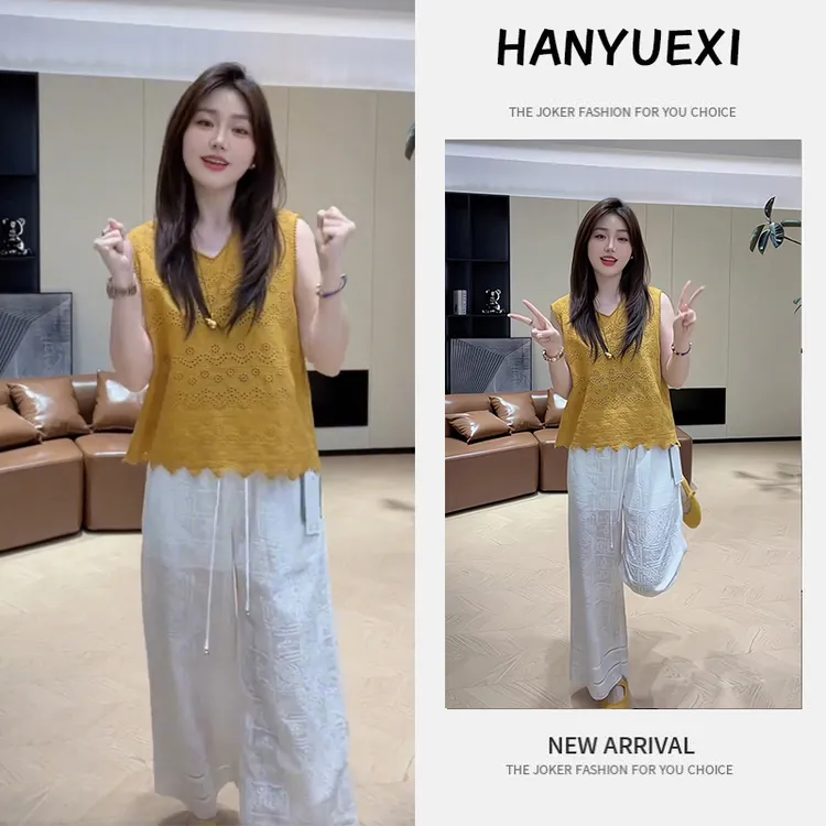 夏季一整套女装2025年新款韩版时尚减龄气质无袖上衣休闲裤两件套