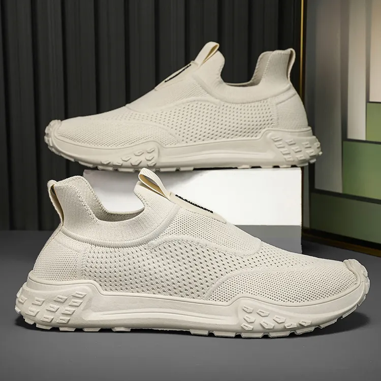 【专柜品质】2025新款夏季网面鞋套脚透气飞织防滑软底休闲运动鞋男