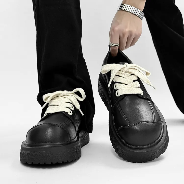 cleanfit小众男士德比鞋正装休闲厚底皮鞋英伦风增高发泡底板鞋