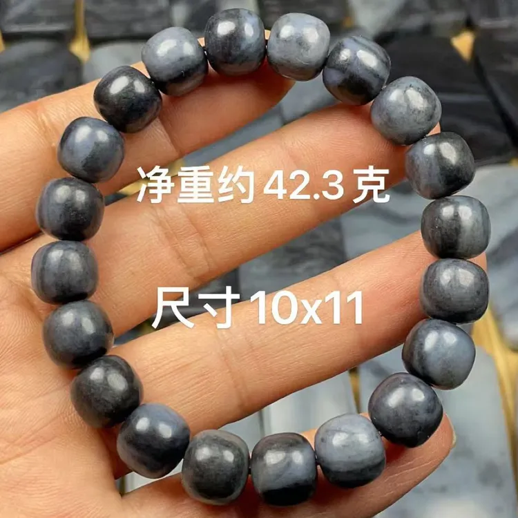 特价！天然和田玉籽 料青花老型珠10x11精选转运手链手串