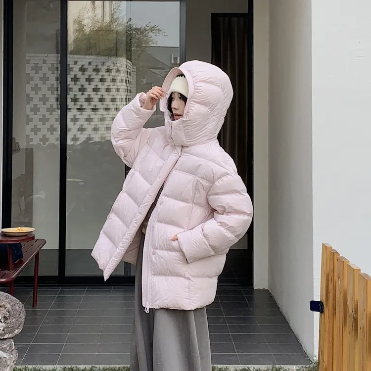 2025新款云朵泡芙羽绒服女中长款连帽宽松显瘦加厚保暖面包服外套