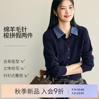 【衣衣专属】伊芙丽假两件绞花针织衫女2025秋新款时尚1G9932231