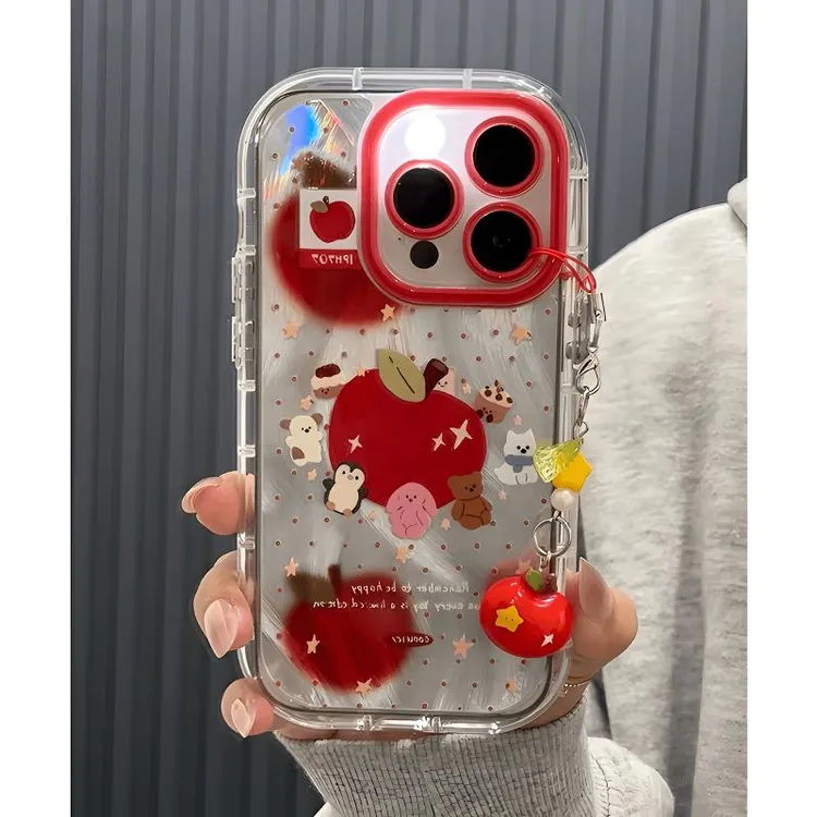 标签红苹果动物适用iPhone16新款15手机壳14苹果13羽纱12全包11套