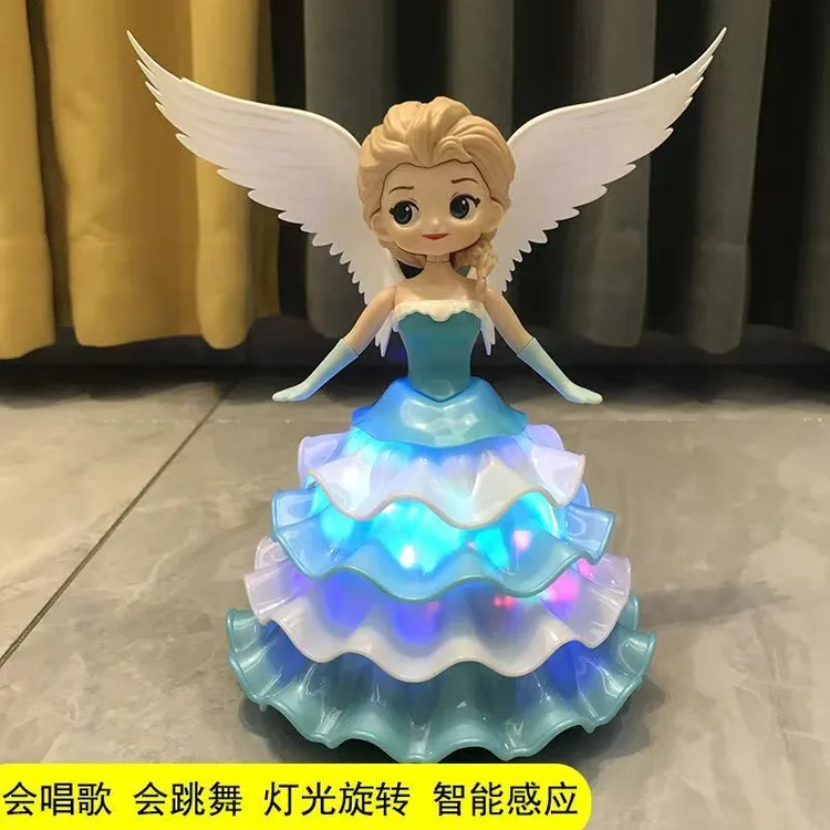 儿童电动会跳舞的爱莎公主洋娃娃八音盒玩具音乐旋转艾莎女孩礼物