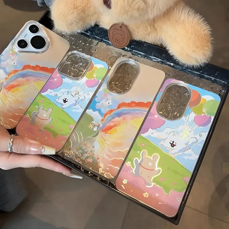 早春气球小狗情侣手机壳适用苹果16新款iPhone15华为OPPO小米vivo