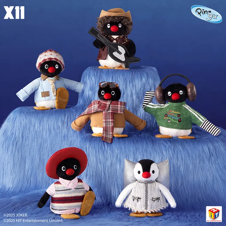 【X11】Pingu45周年VINTAGEOOTD系列毛绒盲盒公仔可爱pingu企鹅玩偶