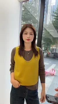 萱萱【马甲针织套装】新款时尚两件套搭配针织套装565066 092001