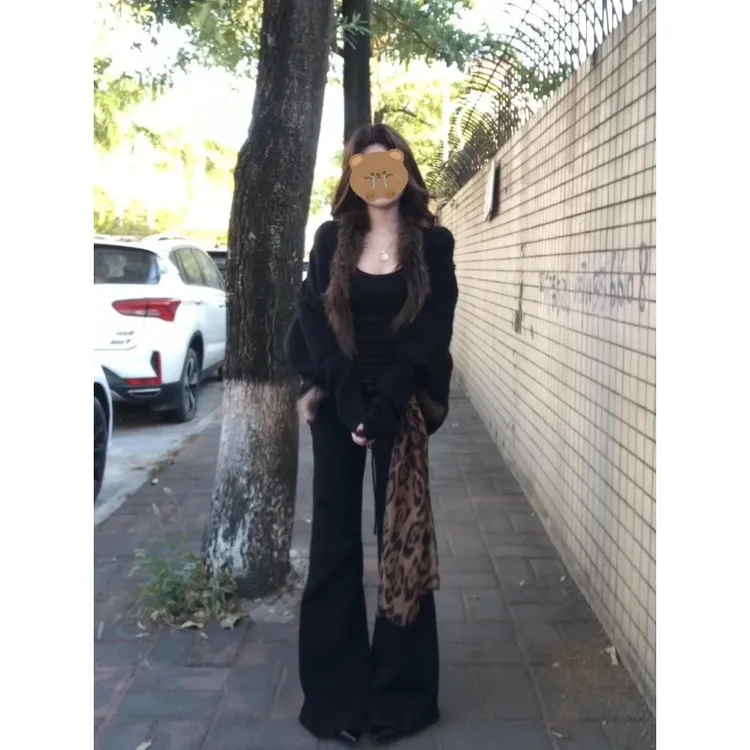 MARIE.COCO新款韩系千金风毛毛领针织衫外套搭慵懒微喇裤秋冬套装