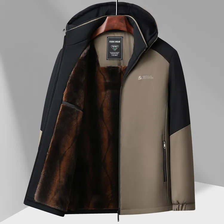 伊诗鹿冬季加绒加厚棉衣外套中老年男士休闲保暖户外大码男装