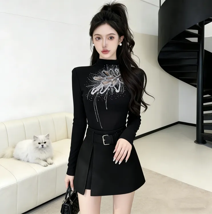 毛呢裙裤女2025秋冬半身裙侧开叉短裙高腰显瘦百搭防走光裤裙8563