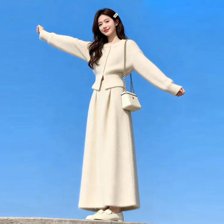 韩系气质巨好看独特漂亮冬装一整套穿搭女2026超火独特漂亮连衣裙