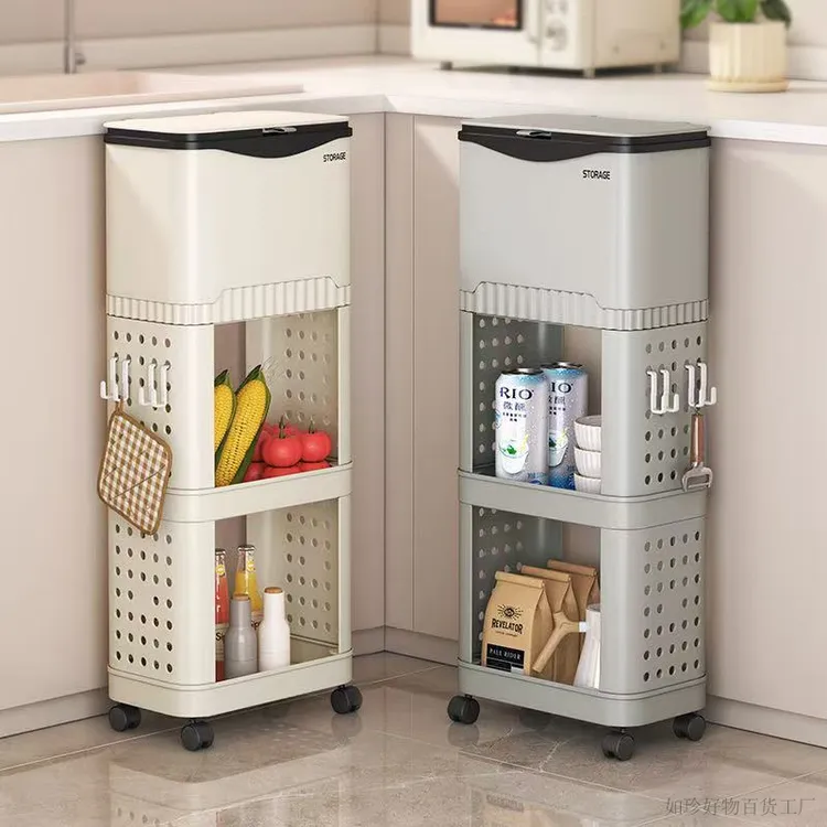 免弯腰多功能带盖带轮厨房垃圾桶高款大容量客厅卫生间垃圾收纳桶
