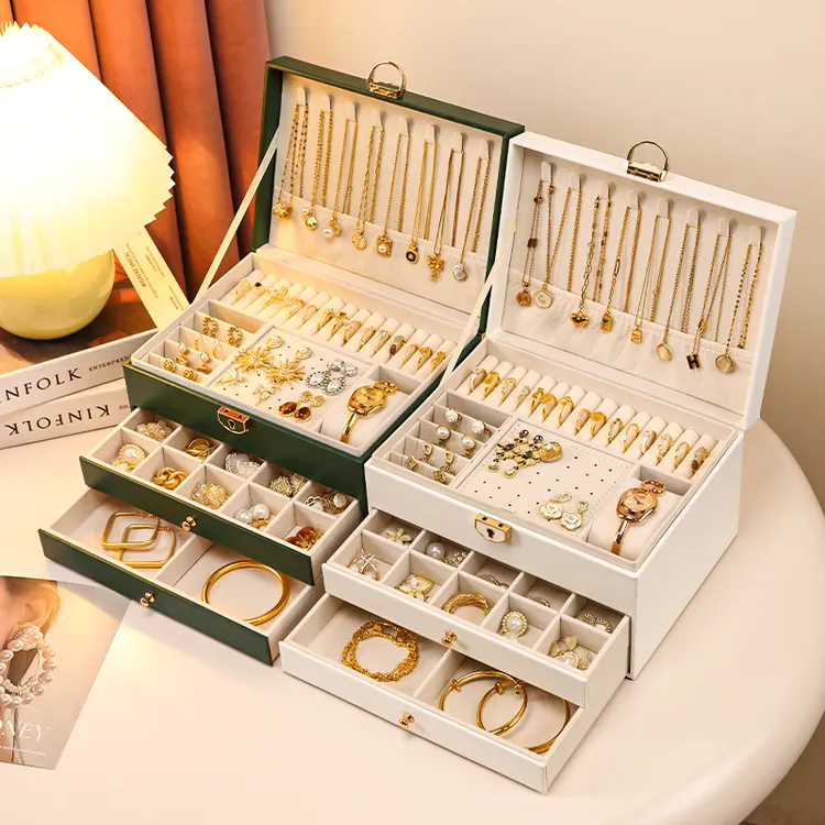 首饰盒/箱 西邮哥【新疆包邮】首饰收纳盒项链耳饰手饰戒指珠宝收纳