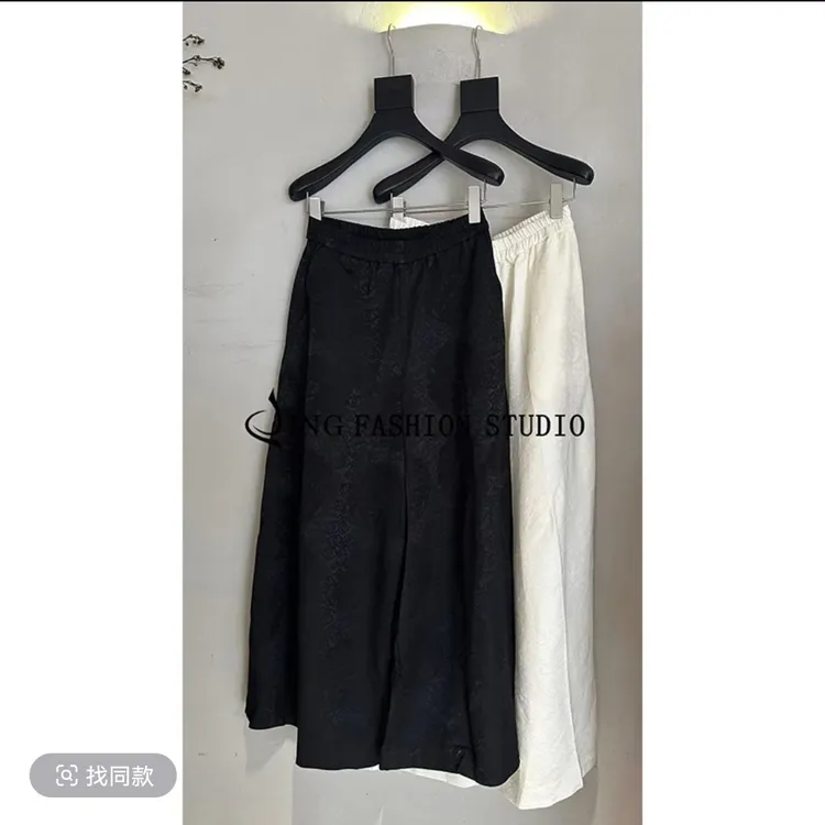 优雅百搭气质显瘦花卉高腰夏季女士大腿直筒裤