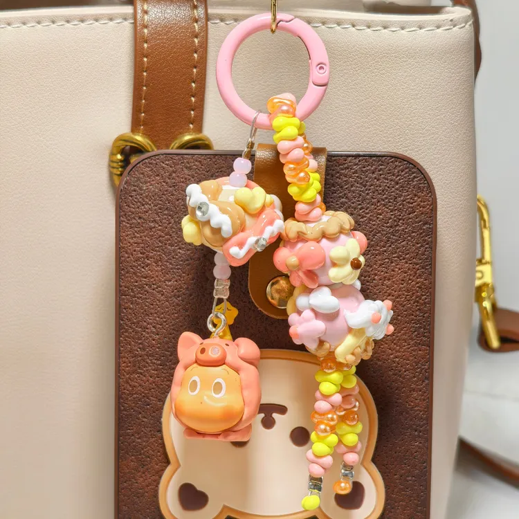 睡衣派对手机链挂件串珠DIY挂件包扣可爱手机链