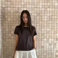 C/F815 韩系简约百搭撞色假两件短袖T恤 9-22