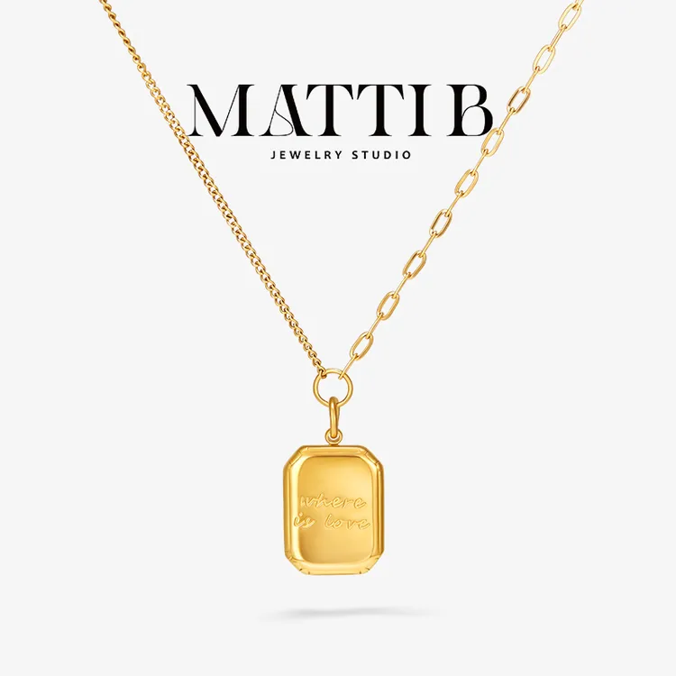 钛钢项链 字母小方块吊坠小众气质轻奢高级感新爆款锁骨链女1949