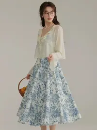 73 80支青花瓷配色府绸面料3米价 可做图1类型裙子