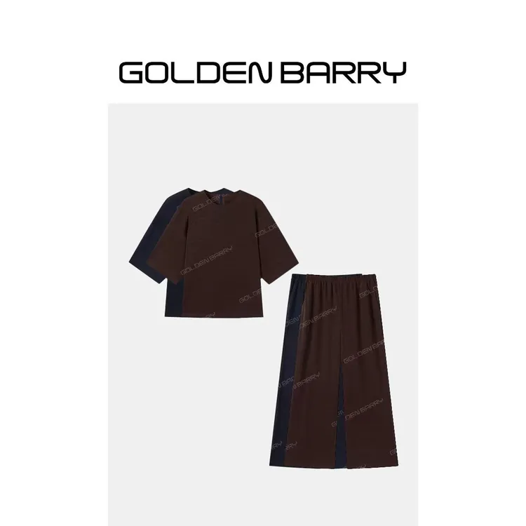 GOLDENBARRY「枕清风」松弛感七分袖T恤衫/微喇休闲裤206390/556005