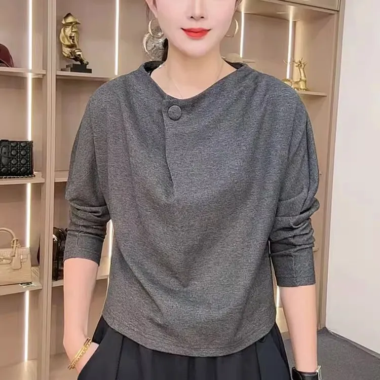卫衣女2025秋季款韩版时尚简约一粒扣设计感洋气宽松百搭长袖上衣