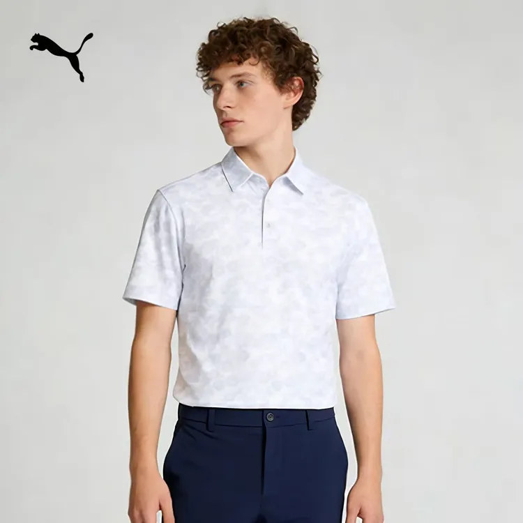 PUMA/彪马高尔夫衣服POLO衫男士户外短袖高弹满印潮流速干635183