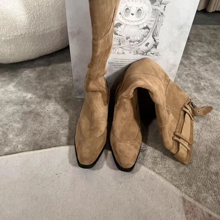2025秋冬新款鞋子中筒靴45cm系扣沙丘废土风游牧风2EH0404